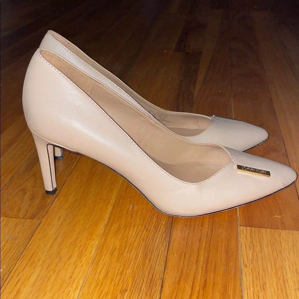 Anthropologie Calvin Klein Nude Heels. Gayle or Brady. ‎ Size 8.  Leather.